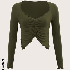 SHEIN Green Split Hem Crop Top